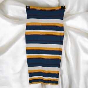 RAINBOW Brand Skirt Women's Small Striped Knit Bodycon Midi Blue Yellow‎ Casual